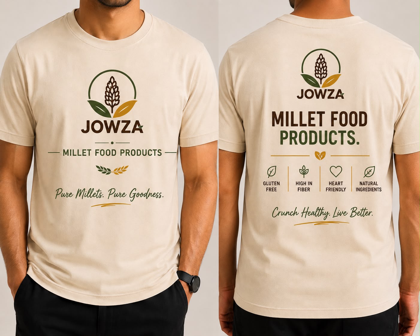 Jowza brand identity and millet food products